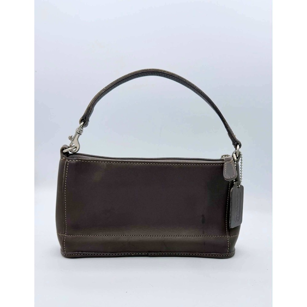 Vintage Coach Bleecker Demi Zip Bag Stone Gray Leather Baguette 9311 USA